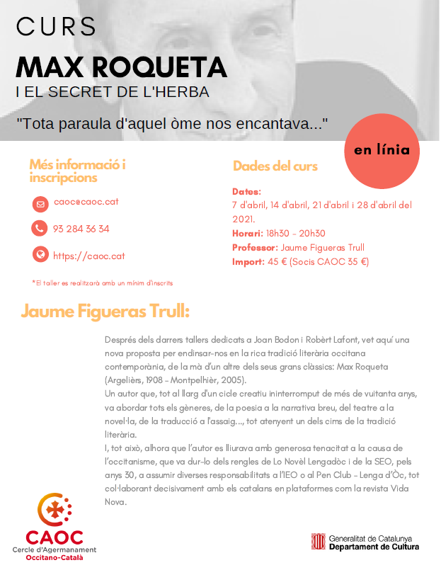 Nou Curs en línia! Max Roqueta i el secret de l’herba