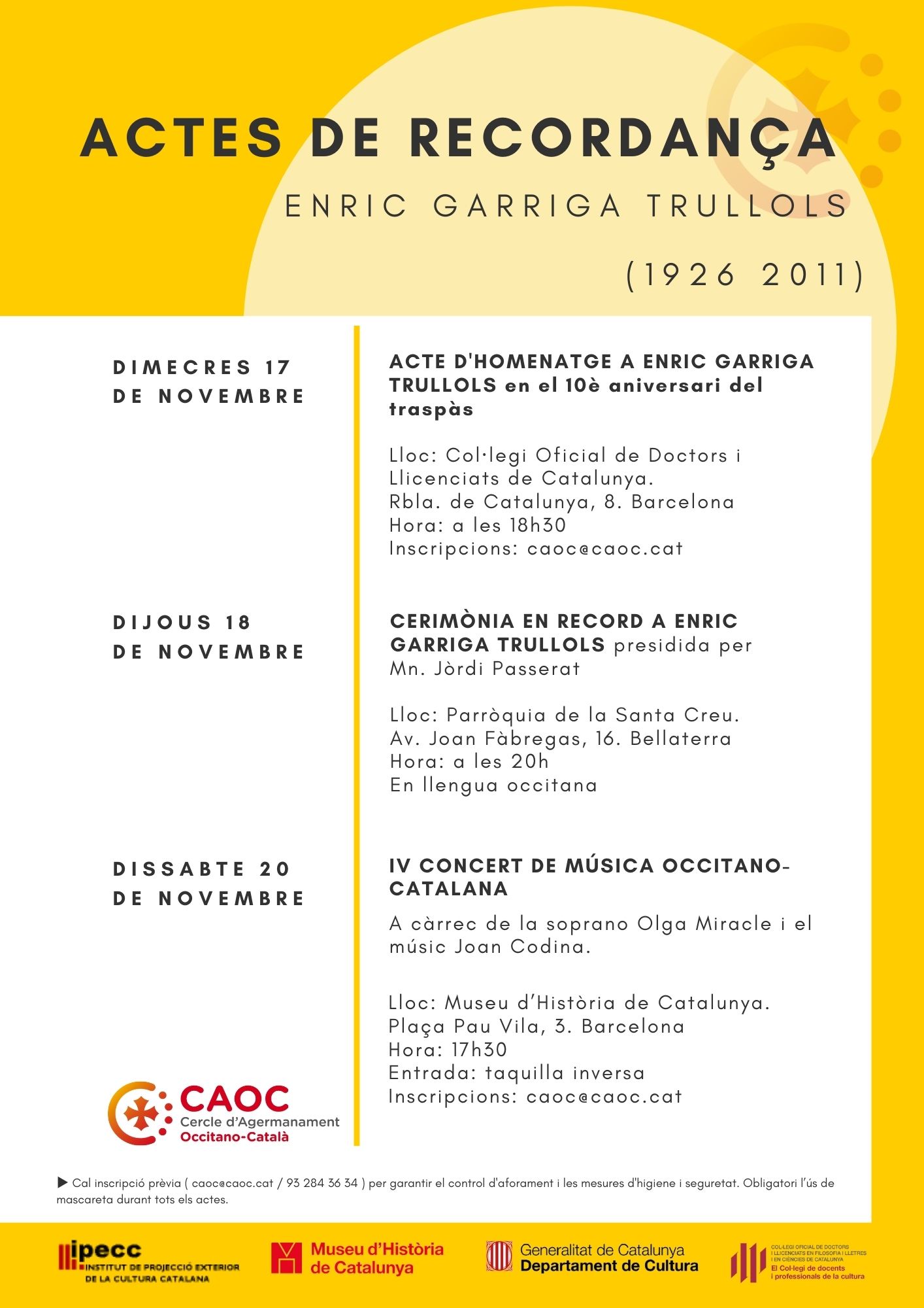 Actes de recordança a Enric Garriga Trullols