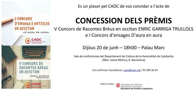 Lo prèmi serà autrejat dins un acte public lo 20 de junh de 2024. Podètz tanben seguir per streaming (Canal YouTube) l’eveniment en dirècte.